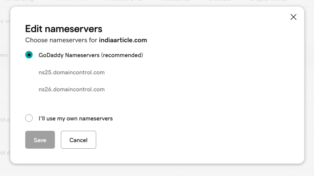 Changing Nameserver to Hostinger image
